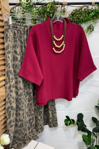 Fowler Sweater Crimson by Umgee Sweater Umgee