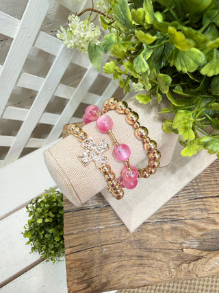 Jobeth Bracelet Set Pink/Gold Bracelets Chic Cool