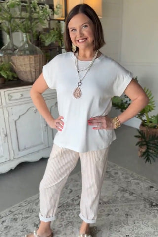 So Simple Top White Shirts & Tops Zenana