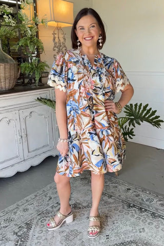 Suave Dress Taupe/Blue