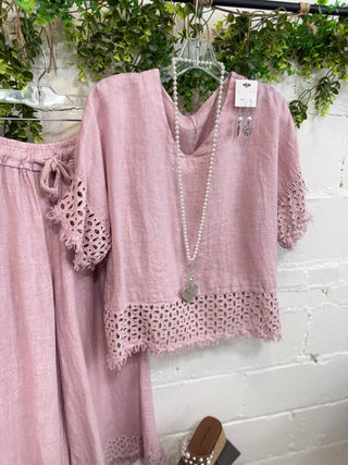 Virginia Linen Top Blush Shirts & Tops Allison