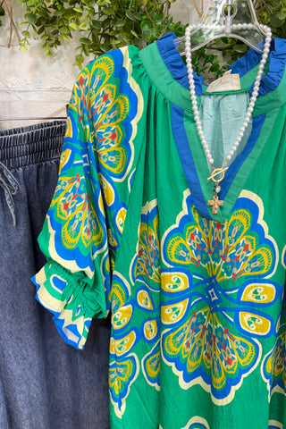 Louisa Top Green Mix by Umgee
