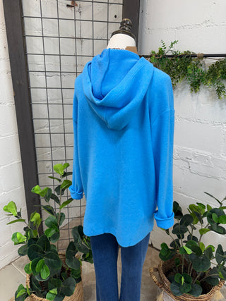 Fuzzy Wuzzy Hoodie Deep Sky Shirts & Tops Zenana