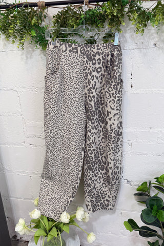 Meow Mix Pants Taupe Leopard