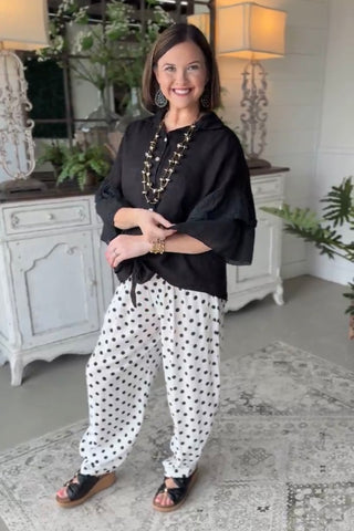Spicy Lady Linen Top Black Shirts & Tops Acqua & Limone