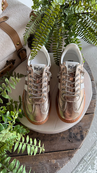 Heads Up Sneakers Gold Metallic by Corky’s