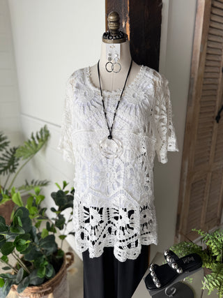 Elise Crocheted Top Ivory Shirts & Tops Pol Clothing