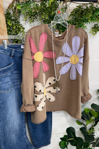 Petal Crush Top Mocha by Easel