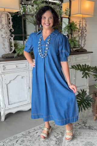 Lucinda Midi Dress Denim by Umgee