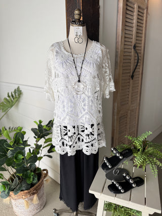 Elise Crocheted Top Ivory Shirts & Tops Pol Clothing