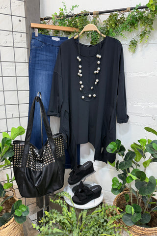 Amaya Black Shirts & Tops EZ