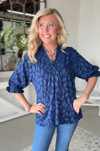 Seasons Change Navy by Umgee Shirts & Tops Umgee