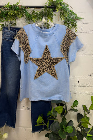 Star of the Jungle Top Sky Blue Shirts & Tops Sage+Fig