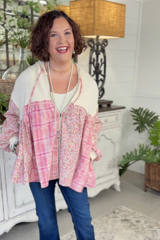 Annalee Hooded Jacket Cream/Pink