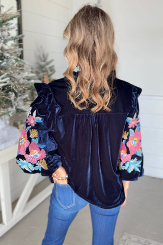 Velvet Beauty Navy Shirts & Tops Jodifl