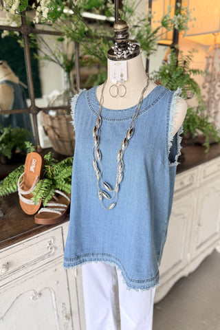 Janine Top Lt Denim by Umgee Shirts & Tops Umgee