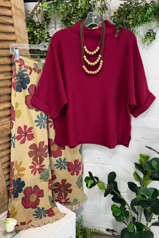 Fowler Sweater Crimson by Umgee Sweater Umgee