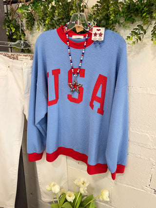 Allegiance Top Blue Sweatshirt Tres Bien