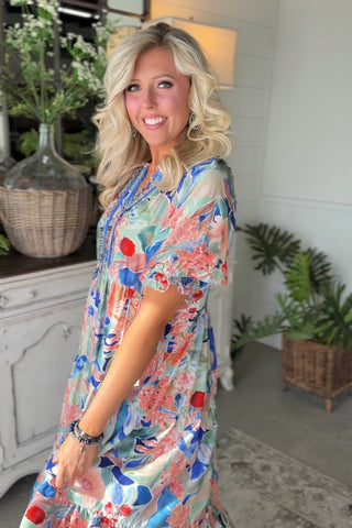 Sweet Gardens Dress Blue by Umgee RESTOCK Soon Dresses Umgee