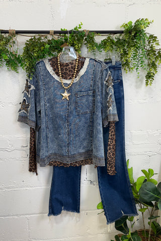 Annabeth Top Denim by POL Shirts & Tops Pol Clothing