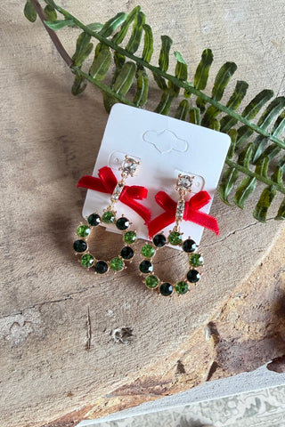 Christmas Wreath Earrings Green Earrings Whats Hot Jewelry/All That Glitters