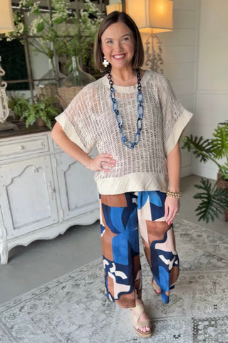 Sue Ellen Pants Brown Mix Pants Giada Fashion