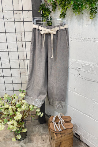 Crawford Linen Pants Grey Pants New Afeis