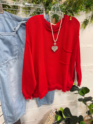 Positively Poppy Red Sweater by Easel sweater Easel