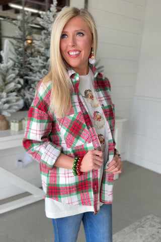 Sequoia Plaid Shacket Red/Green Shirts & Tops She + Sky