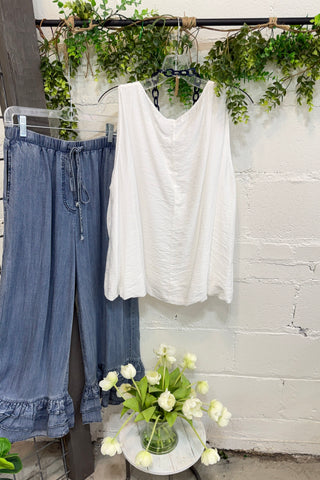 Downtown Top White Tank Top Acqua & Limone