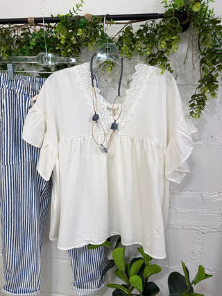 East Coast Top Beige Shirts & Tops Miss Carla