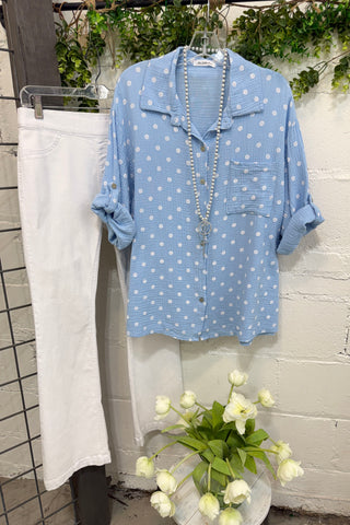 Lucille Top Lt Blue Shirts & Tops YOLLY