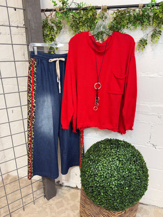 Positively Poppy Red Sweater by Easel sweater Easel