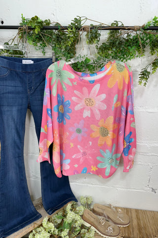 Daisy Dreamin Pink/Multi sweater OHLALA