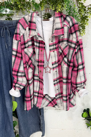 Raleigh Shacket Pink Mix Shacket Sage & Fig