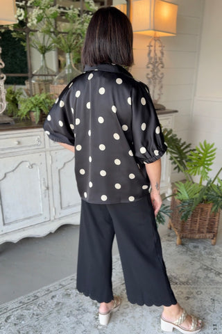 Shimmy Shine Top Black/Polka Dot by Jodifl