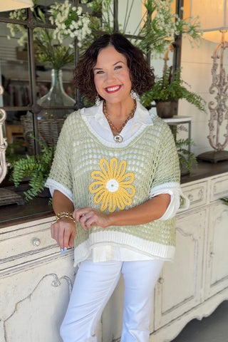 Bright Side Sage/Ivory sweater Pol Clothing