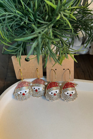 Glitzy Santa Earrings Red Earrings Accessories To Go