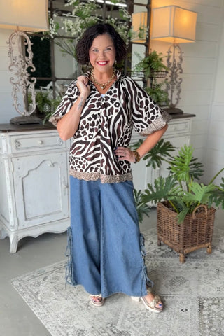 Hear Me Roar Top Brown by Umgee
