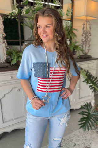 American Spirit Top Blue by Jodifl Shirts & Tops Jodifl