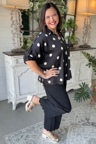 Shimmy Shine Top Black/Polka Dot by Jodifl
