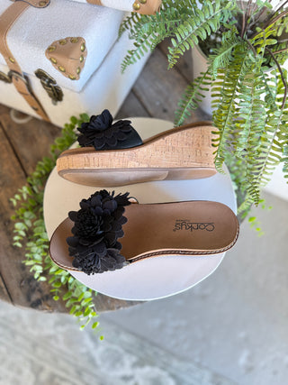 Wildflower Wedge Sandals Black by Corky’s Sandal Corky's Footwear