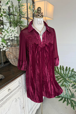 Brylee Dress Burgundy by Umgee Dresses Umgee