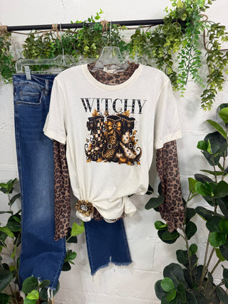 Witchy Boots Blingy Tee Natural T Shirt The Crystal Ranch