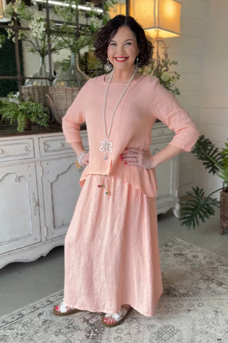 Bernice Linen Skirt Peach Skirt Sole Luna
