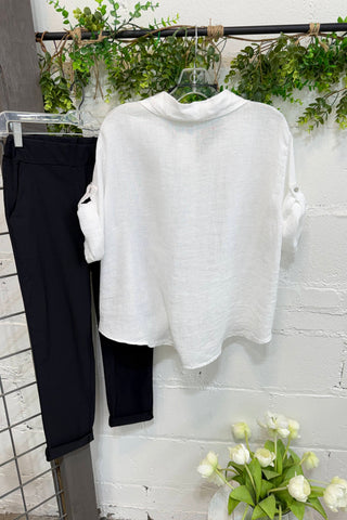 In A Twist Linen Top White
