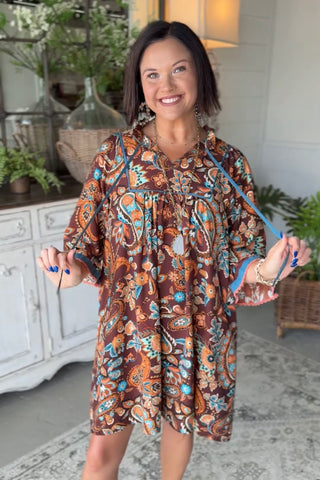 Durango Dress Brown Mix by Umgee Dresses Umgee