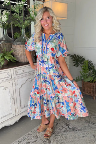 Sweet Gardens Dress Blue by Umgee – carol's boutique Sweet Gardens Dress Blue by Umgee – carol's boutique