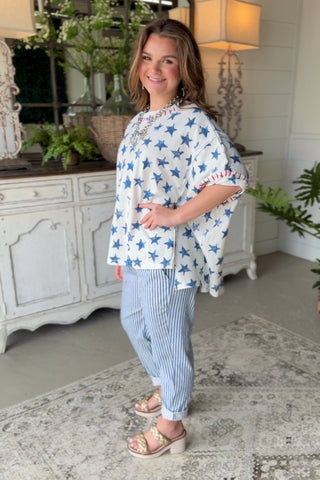 Starboard Top Navy by Peach Love Shirts & Tops Peach Love