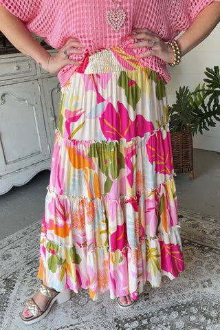 Heidi Skirt Vanilla/Fuchsia by Easel Skirt Easel